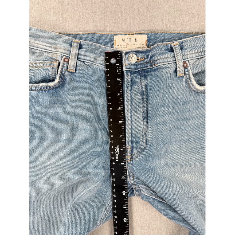 We The Free Free People Distressed Straight Leg Jeans Light Wash Blue Size 27 - Picture 7 of 8